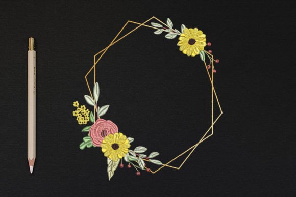 Flower Frame Wreath Embroidery